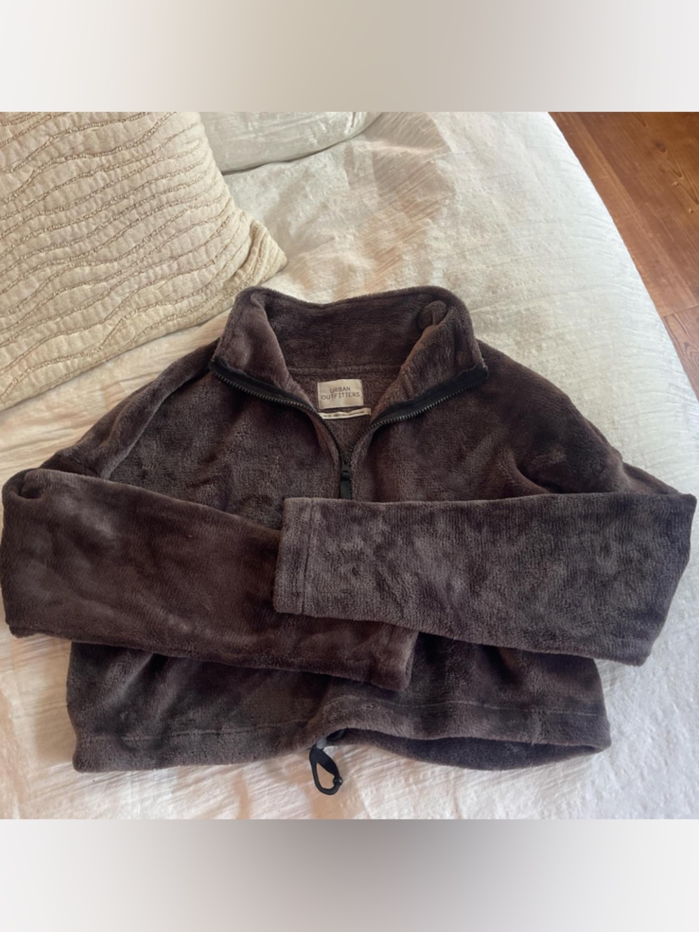 Urban Outfitters Gray Plush Half-Zip Fleece Pullover